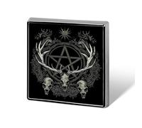 Gothic Occult Satan Penta Symbol Skull Square Badge Funny Button Pins Brooch