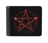 Gothic Occult Satan Penta Symbol Slim Wallet Bifold Credit Card Holder Case PU Pouch Purse for Men Women