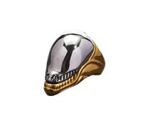 Gothic Openable Alien Skull Ring Stainless Steel Men's Skeleton Biker Punk Ring-12-Gold with Silver Top