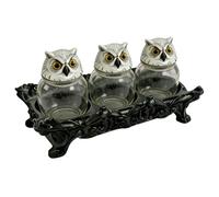 Gothic Owl Tea Jars - 3 Pieces Vintage Container, Decorative Storage Glass | Functional Kitchen Pantry Organizer for Home Cooking Collectors Wiccans Pagans Living Room Bedroom Apartment Display