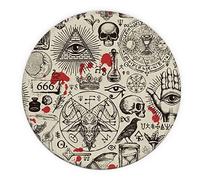 Gothic Pentagram Round Mouse Pad, Waterproof Goth Decor, Astrology Gift for Women