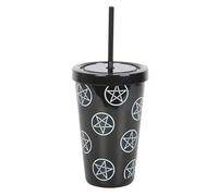 Gothic Pentagram Tumbler: Black Magic Drinkware, Statement Piece Mug, Unique Style Cup - Something Different Design with Straw