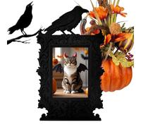 Gothic Picture Frame - Black Crow, Vintage Picture Frame, Vintage Spooky Gothic Decor | Antique Picturee Framme for Haunted House Home Apartment Dormitory Bedroom