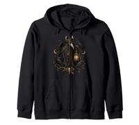 Gothic Plague Doctor Raven Lantern Halloween Horror Zip Hoodie