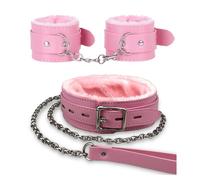 Gothic Plush Leather Collars Choker with Chain Detachable Leash Rope S