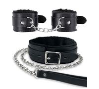 Gothic Plush Leather Collars Choker with Chain Detachable Leash Rope Small Pet Collar (Black)