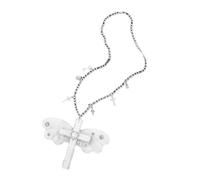 Gothic Punk Demons Winged Crucifix Necklace With Sparkling Rhinestones Adjustable Sweater Chain For Edgy Fashion Women
