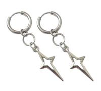 Gothic Punk Metal Drop Earrings Silver Color Star Crosses Pendientes Fashionable Rock Ear Jewelry For Women Men Fashion Little Star Earrings For Daily Wear Dates Party