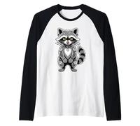 Gothic Punk Raccoon Tattoo Piercing Cool Funny Inked Animal Raglan Baseball Tee