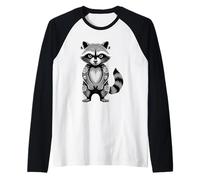 Gothic Punk Raccoon Tattoo Piercing Cool Funny Inked Animal Raglan Baseball Tee