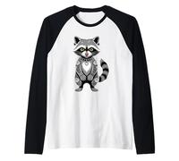 Gothic Punk Raccoon Tattoo Piercing Cool Funny Inked Animal Raglan Baseball Tee