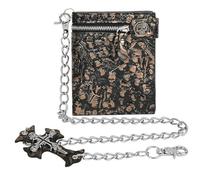 Gothic Punk Skull Chain Wallet - Bifold Wallet Front Pocket Wallet Halloween Goth Accessories, Bronzer, Men's Short Bag