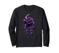 Gothic Purple Rose Crescent Moon Beautiful Dark Long Sleeve T-Shirt