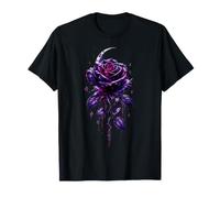 Gothic Purple Rose Crescent Moon Beautiful Dark T-Shirt