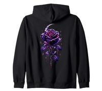 Gothic Purple Rose Crescent Moon Beautiful Dark Zip Hoodie
