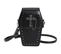 Gothic Purse Cross Coffin Purses Retro Punk Wallet Mini Halloween Crossbody Bag Horror Shoulder Bag, Black, Mini, Gothic Punk
