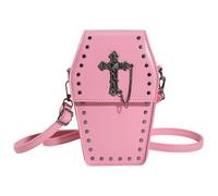 Gothic Purse Cross Coffin Purses Retro Punk Wallet Mini Halloween Crossbody Bag Horror Shoulder Bag, Pink, Mini, Gothic Punk