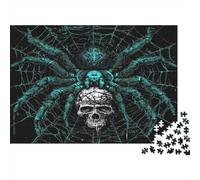 Gothic,Puzzles Wolf Spider Holding A Human Skull Gemusterte Nachhaltige Puzzles Für Erwachsene Hochwertige Holzspielpuzzles 1000pcs (75x50cm)