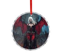 Gothic Queen Skull of Death Christmas Ornaments Glass Crystal Round Hanging Decorations for Xmas Tree Holiday Party