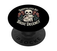 Gothic Radicalized by Basic Decency Cat Lover Skeleton Women PopSockets Adhesive PopGrip