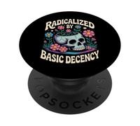 Gothic Radicalized by Basic Decency Skull Wild Flowers Women PopSockets Adhesive PopGrip
