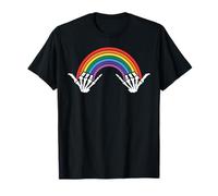 Gothic Rainbow Pride Skeleton Hands Halloween Bones LGBTQ T-Shirt