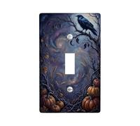 Gothic Raven and Pumpkins Harvest Halloween Toggle Switch Plate