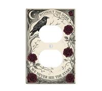 Gothic Raven And Rose Quote Duplex Outlet Covers Plate
