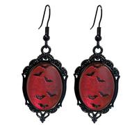 Gothic Raven/Bat Cameo Earrings,Vintage Crystal Gem Witch Earring Punk Style Glass Castle Dangle Earrings Goth Dark Victorian Mystic Jewelry Accessories for Women, L, Crystal Glass, No Gemstone