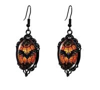 Gothic Raven/Bat Cameo Earrings,Vintage Crystal Gem Witch Earring Punk Style Glass Castle Dangle Earrings Goth Dark Victorian Mystic Jewelry Accessories for Women, L, Crystal Glass, No Gemstone