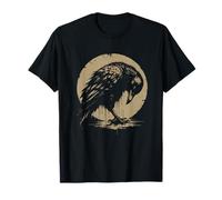 Gothic Raven Bird Crow Moon Light Night Bone Branch Style T-Shirt