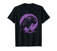 Gothic Raven Bird Crow Moon Light Night Cemetery Grave Vibes T-Shirt