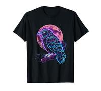 Gothic Raven Bird Crow Moon Light Night Nocturnal Flight T-Shirt