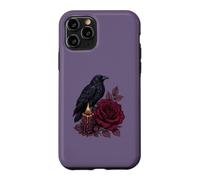 Gothic Raven Burgundy Rose Candle Dark Botanical Romance Case for iPhone 11 Pro