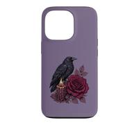 Gothic Raven Burgundy Rose Candle Dark Botanical Romance Case for iPhone 13 Pro