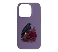 Gothic Raven Burgundy Rose Candle Dark Botanical Romance Case for iPhone 14 Pro
