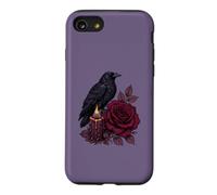 Gothic Raven Burgundy Rose Candle Dark Botanical Romance Case for iPhone SE (2020) / 7/8