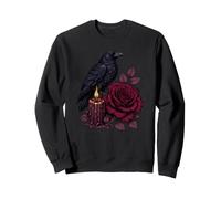 Gothic Raven Burgundy Rose Candle Dark Botanical Romance Sweatshirt