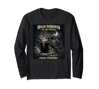 Gothic Raven Crow Hello Darkness Pour Evermore Coffee Lover Long Sleeve T-Shirt