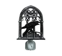 Gothic Raven Lamp | Halloween Raven Decor Plug in Lamp - Resin Bird Figurine Candle Holder, Decorative Art Light for Office, Living Room, Parties, Patio