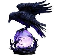 Gothic Raven Moonlight LED Light, 3D Hollowed-Out Lantern, Soft Purple Light, Mysterious Raven Sculpture Perched on a Glowing Sphere, Suitable for Collectors and Halloween Enthusiasts