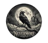 Gothic Raven Nevermore Literary Quote Small Mouse Pad | Gothic Mansion, Full Moon, Scholarly Gothic Decor, Literary Theme, Detailed Line Art