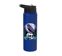 Gothic Raven On Skull By The Full Moon Stainless Steel Insulated Water Bottle