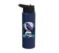 Gothic Raven On Skull By The Full Moon Stainless Steel Insulated Water Bottle