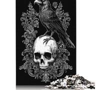 Gothic Raven on Skullre Puzzles for Adults 1000 Pieces Puzzles for Adults & Teenager Age 12 Years Up Christmas Eve Gifts 1000pcs (75x50cm)