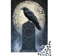 Gothic Raven on Stone Monument 1000 Piece Jigsaw Puzzle, 52x38cm/1000pcs, for Adults, Screen-Free Leisure, Weekend Downtime And Year-Round Leisure