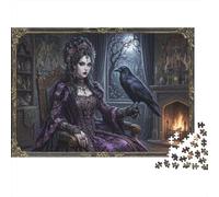 Gothic Raven Queen 1000 Piece Jigsaw Puzzle,Educational Toy,Gift Idea,Premium Cardboard,Impossible Challenge,Home Wall Decor,Adults & Kids 14+,Stress Relief 38x26cm