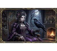 Gothic Raven Queen 1000 Piece Jigsaw Puzzle,Educational Toy,Impossible Challenge,Adults & Kids 14+,Premium Cardboard,Home Wall Decor,Gift Idea,Stress Relief 52x38cm