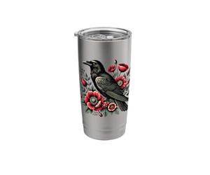 Gothic Raven Rose Design - Enchanted Floral Crow for Gothic Stainless Steel Insulated Tumbler