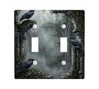 Gothic Raven Ruins Theme Ravens Double Light Switch Cover Plate